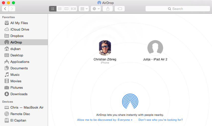 make my mac discoverable for airdrop?